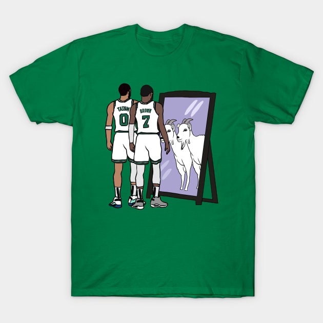 Jayson Tatum and Jaylen Brown Mirror GOATs T-Shirt by rattraptees